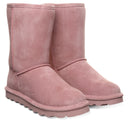 BEARPAW Women's Elle Short Boot in Peony worn on foot with casual cold-weather styling for a cozy everyday look.