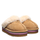 BEARPAW Women's Retro Loki Slipper in Iced Coffee worn on foot with relaxed casual styling, highlighting cozy everyday comfort.