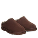 BEARPAW Women's Tabitha Slipper in Chicory worn on foot with relaxed casual styling, highlighting cozy everyday comfort.