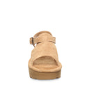 Bearpaw Women's Ascend Leather Sandal in Iced Coffee - detail close-up