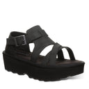 Bearpaw Women's Pinnacle Faux Leather Sandal in Black - front view