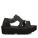 Bearpaw Women's Pinnacle Faux Leather Sandal in Black - angle view