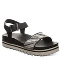 Bearpaw Women's Orion Faux Leather Sandal in Black and White - front view