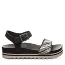 Bearpaw Women's Orion Faux Leather Sandal in Black and White - angle view