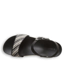 Bearpaw Women's Orion Faux Leather Sandal in Black and White - top view