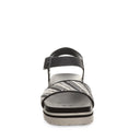 Bearpaw Women's Orion Faux Leather Sandal in Black and White - detail close-up