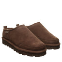 BEARPAW Men's Damian Clog in Earth worn on foot with casual styling, highlighting the easy slip-on design for everyday comfort.