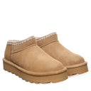 BEARPAW Women's Lyanna Platform Lo Boot in Iced Coffee worn on foot with casual cold-weather styling for everyday wear.