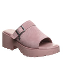 Bearpaw Frances sandal in Peony featuring a suede upper, open toe design, adjustable buckle strap, and platform outsole