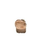 Back view of Bearpaw Jackie sandal featuring low heel, rope-wrapped midsole, and supportive structure for relaxed summer wear