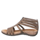 Profile view of Bearpaw Layla II sandal in brown highlighting multi-strap construction and cushioned comfort footbed