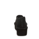 Back view of Bearpaw Sail mule black with structured heel and platform sole