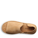 Top view of Bearpaw Sail mule iced coffee suede highlighting open toe shape and cushioned footbed